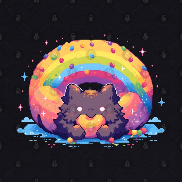 The Pride month Cat And Donut Kawaii Pixel Art by TheMystique